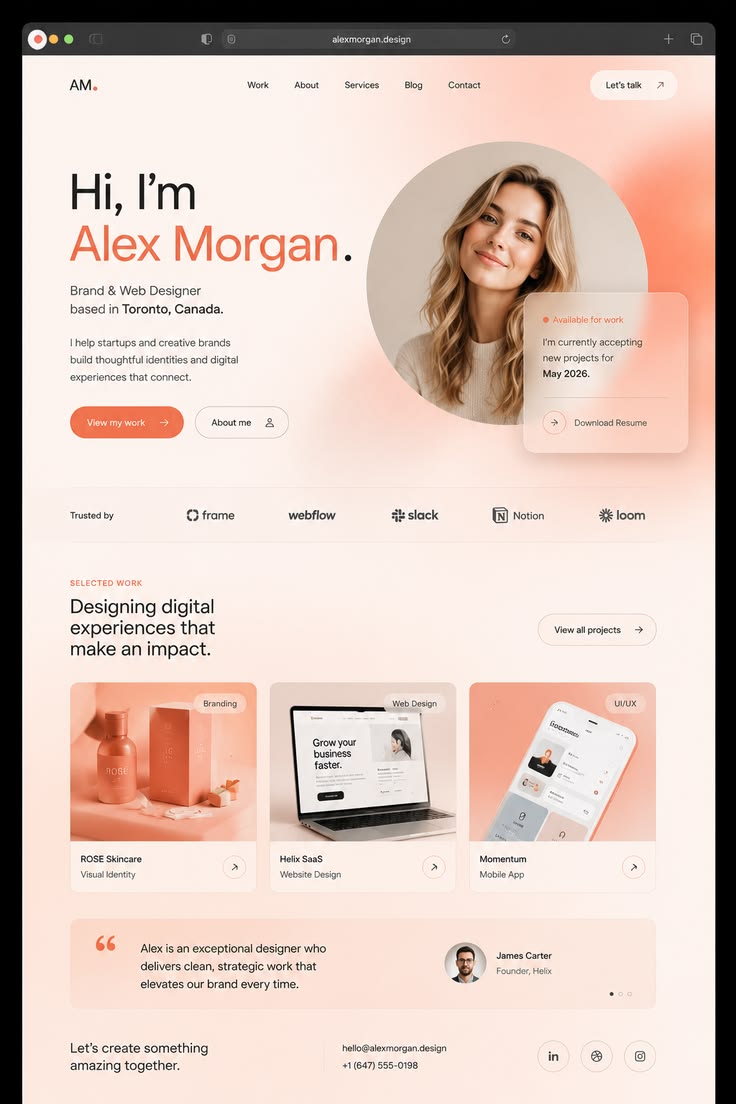 Personal Portfolio Website Design | Brand & Web Designer Homepage — tampilan 1