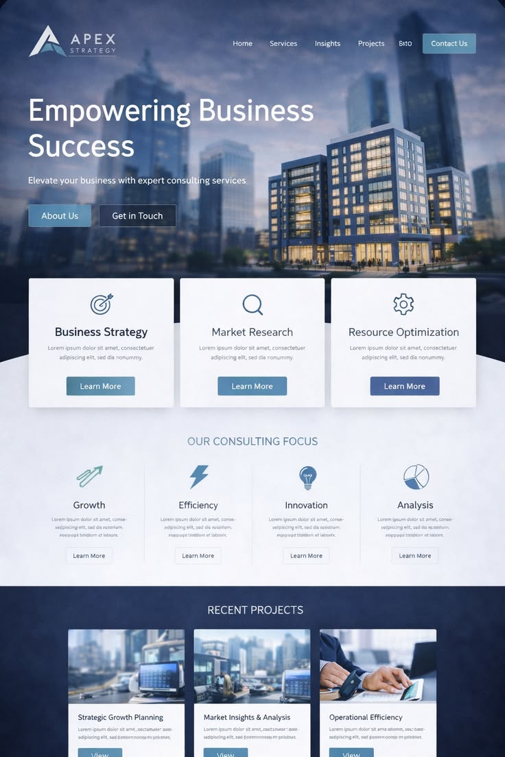 Executive Consulting Website Design Modern Business Strategy — tampilan 1