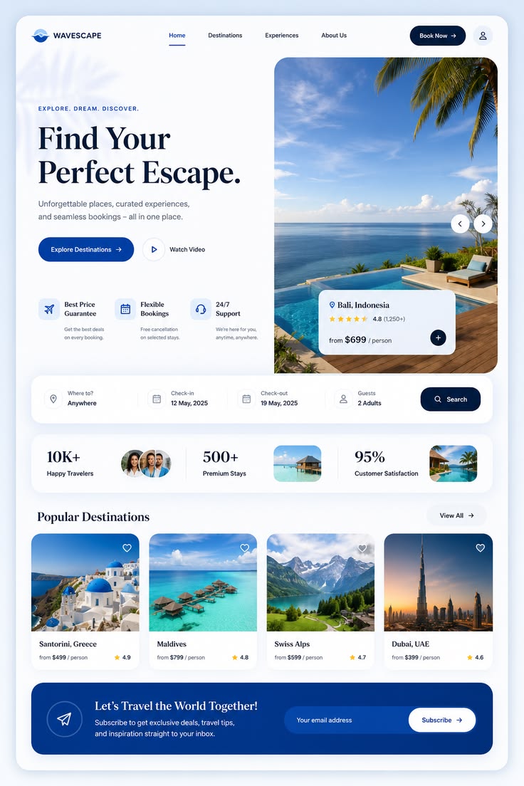 Travel Website Design Inspiration | Luxury Booking Landing Page — tampilan 1