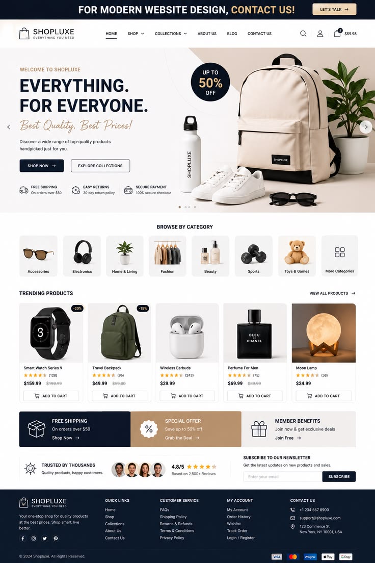 General Shopify Store Website Design | Modern eCommerce UI/UX — tampilan 1