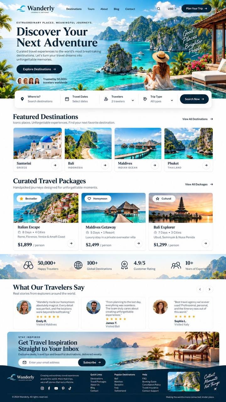 Modern Travel Agency Landing Page — tampilan 1